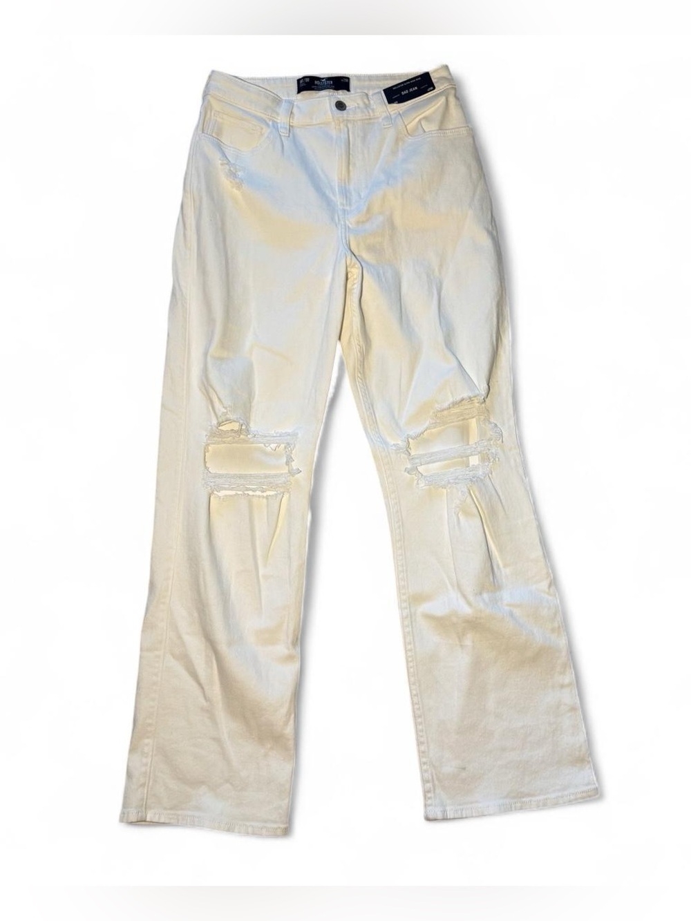 NWT Hollister Co. ultra high rise dad white ripped jeans in white, size 9R/8R🫧